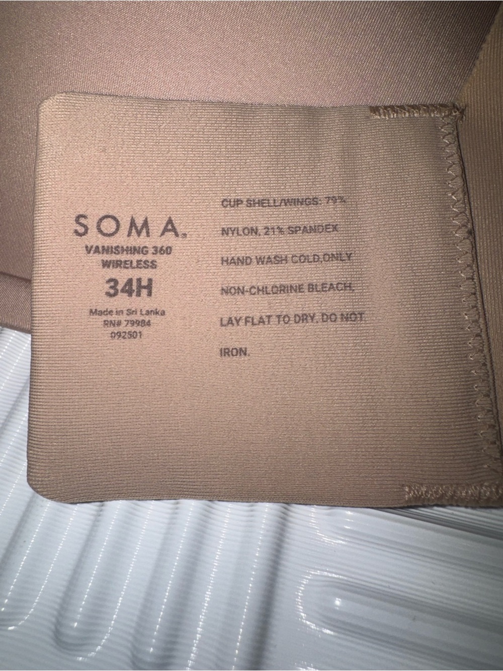 SOMA Vanishing 360 Wireless Bra 34H Beige Nude Full Coverage Comfort Bra - Picture 4 of 10